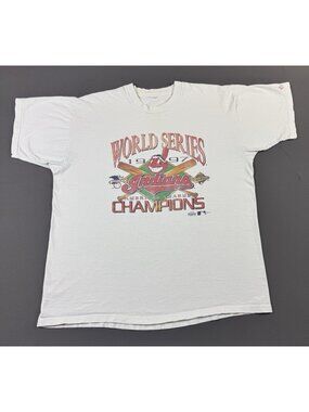 Rare Vintage 90s Cleveland Indians MLB 1997 World Champions Baseball Fade XL Fit